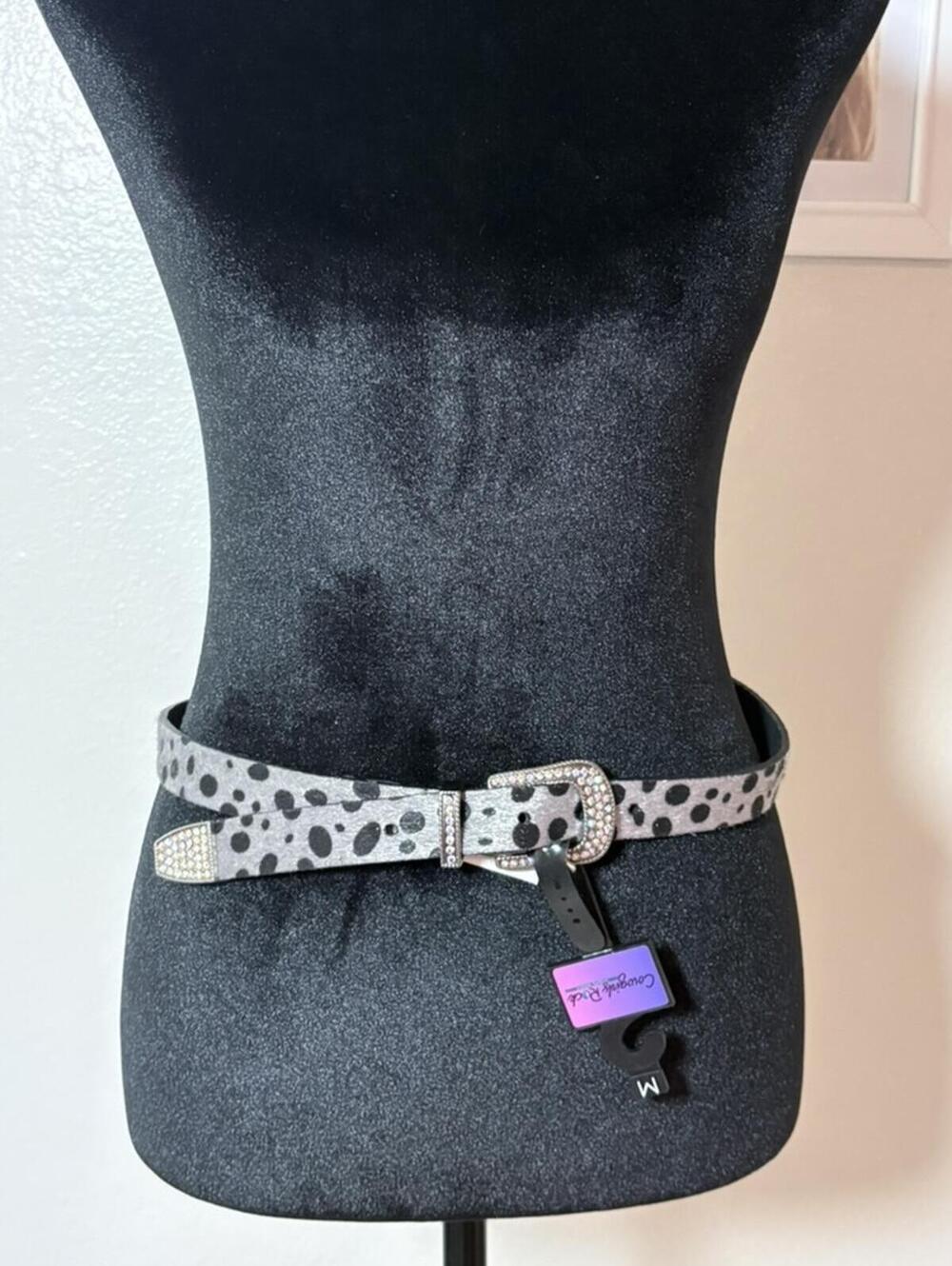 Cowgirls Rock Hair On Hide Dalmatian Belt AB Rhinestone Buckle Size M NWT
